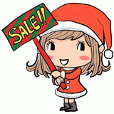 売り子するサンタの女性のイラスト