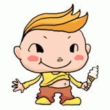 笑顔の太めの男の子のイラスト