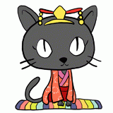 すまし顔の猫のお雛様のイラスト