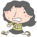 慌てて走るお母さんのイラスト