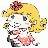 花を持つ白人の女の子のイラスト