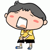大きく口を開ける男の子のイラスト