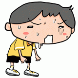 体調不良の男の子のイラスト