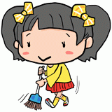 掃除する女の子のイラスト