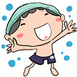 プールではしゃぐ男の子のイラスト