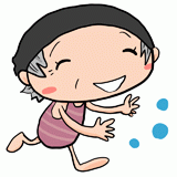 プールではしゃぐおばあちゃんのイラスト