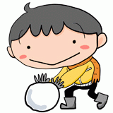 雪だるまを作る男の子のイラスト