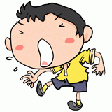 唾液を飛ばす男の子のイラスト