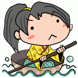 川を進む一寸法師のイラスト