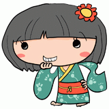 いたずらっっぽく笑う和服の女の子のイラスト