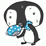 暑そうなペンギンのイラスト