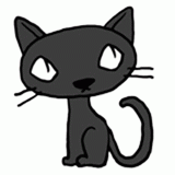 斜め上を見る黒猫のイラスト