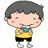柏餅を食べる男の子のイラスト