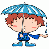 傘をさす男の子のイラスト