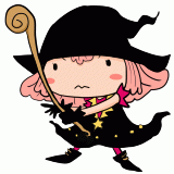 杖を構える黒魔法使いのイラスト