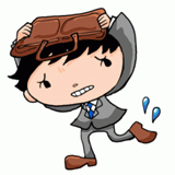 雨から逃げるサラリーマンのイラスト