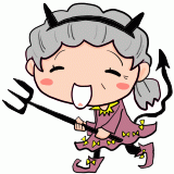 悪魔コスプレのおばあちゃんのイラスト