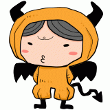ふてくされる悪魔の子のイラスト