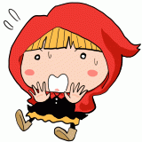 驚く赤ずきんのイラスト
