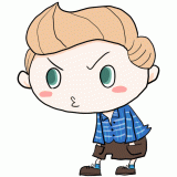 ふてくされる白人の男の子のイラスト