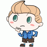 考える白人の男の子のイラスト