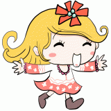 笑顔で駆け寄る白人の女の子のイラスト
