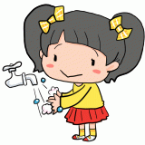 手を洗う女の子のイラスト