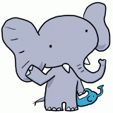 耳をそばだてる象のイラスト