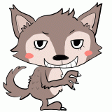 悪そうに笑うオオカミのイラスト