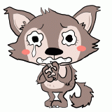 怯えるオオカミのイラスト