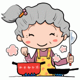 料理するおばあちゃんのイラスト