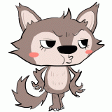 ふてくされるオオカミのイラスト