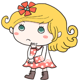 考える白人の女の子のイラスト