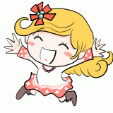 喜ぶ白人の女の子のイラスト