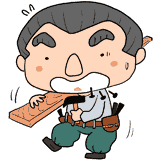 慌てる大工さんのイラスト