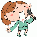 歌うスーツの女性のイラスト