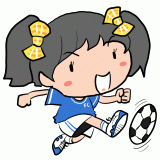 サッカーをする少女のイラスト