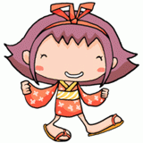 楽しそうな浴衣の女の子のイラスト