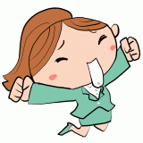 大喜びのスーツの女性のイラスト