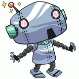 驚くブリキのロボットのイラスト