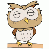 目を閉じるフクロウのイラスト