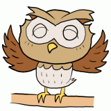 笑顔のフクロウのイラスト