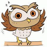 驚くフクロウのイラスト