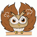 怒るフクロウのイラスト