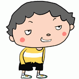 嫌な笑い方をする男の子のイラスト
