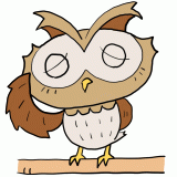 悩むフクロウのイラスト