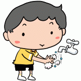 手を洗う男の子のイラスト