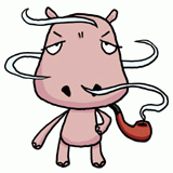 タバコを吸うカバのイラスト