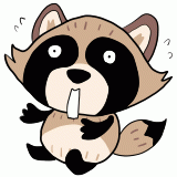 驚く狸のイラスト