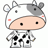 オーバーオールの牛のイラスト